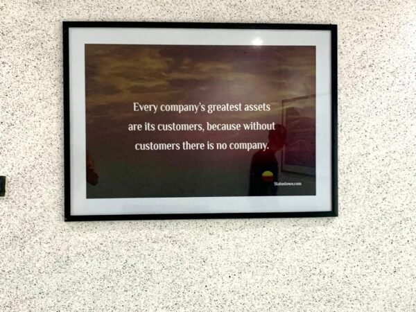 Company quote print frame, size 32x46 inches