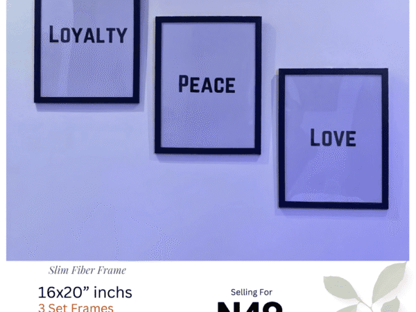 LOYALTY • PEACE • LOVE” Word Art Poster Set – Fibre Frame (3 Pieces – 16"x20")