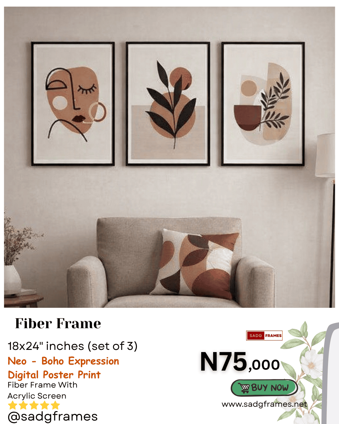 Neo- Boho Expression (18x24 inches) 3 set