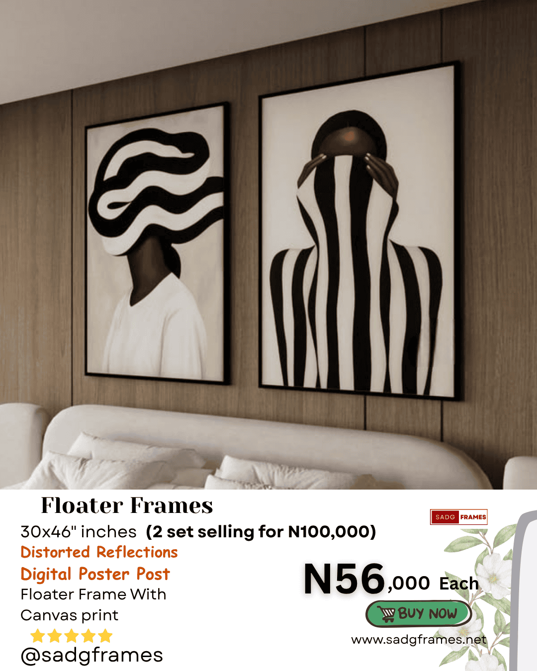 2 set Distorted Reflections (30x46 inches)